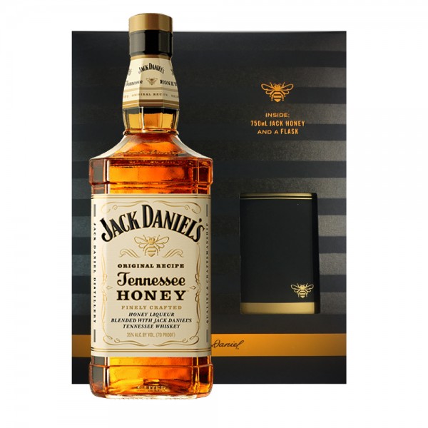 Jack Daniel's Honey Gift Set With Flask Sterling Cellars